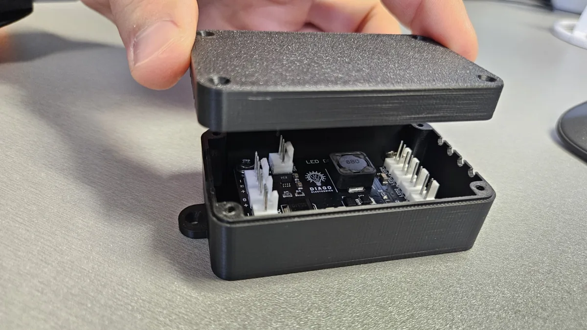 HRISTEL electronic module installed in a 3D printed test enclosure